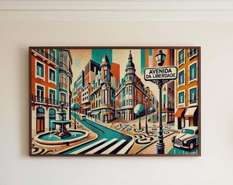 Avenida da Liberdade Art Print: Lisbon Portugal Travel Poster