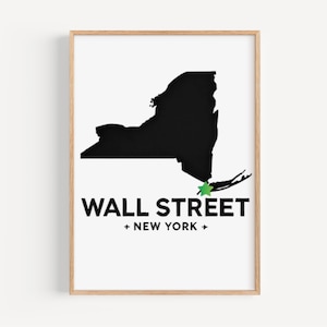 Art mural Wall St, impression Wall Street, art new-yorkais, cadeau NY, impression voyage, décoration d'intérieur, cadeau de pendaison de crémaillère, art mural collège