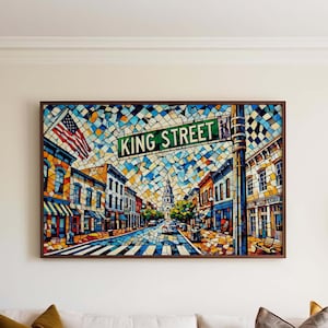 King Street Wall Art, stampa King St, arte di Alexandria, regalo di Alexandria, stampa di viaggio, poster di viaggio, regalo di inaugurazione della casa, arte della Virginia, arte VA