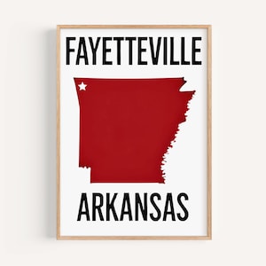 Fayetteville Print Arkansas Wall Art Travel Home Decor College Gift Housewarming Unique Map Illustration