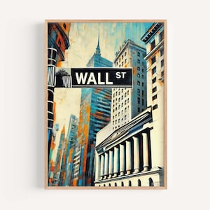 Wall Street Wall Art, Wall St Print, Manhattan Art, Manhattan Gift, Travel Print, New York Poster, Housewarming Gift, NYC Art, New York Art