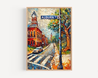 Auburn Alabama Art Print, College Town Travel Poster