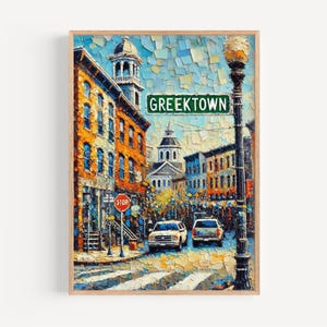 Baltimore Greektown Wall Art Print – Travel Poster, Baltimore Gift & American Art Decor, Housewarming Present