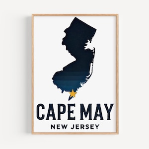 Cape May kunst aan de muur, Cape May print, New Jersey kunst, New Jersey cadeau, reizen print, woondecoratie, housewarming cadeau, College Wall Artwork