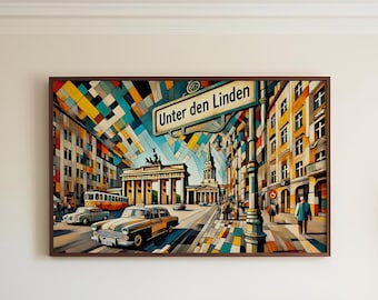 Unter den Linden-afdruk: Berlijn Street Art, reisposter Duitsland