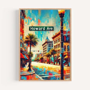 Howard Ave Print Tampa Wall Art, Florida Travel Poster, Housewarming Gift, Coastal Decor, Florida Art, Howard Avenue Map Print