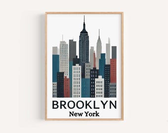 Brooklyn Skyline Art Print: Modern New York City Wall Decor