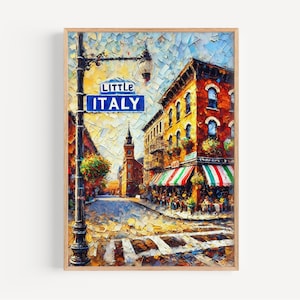 Art Little Italy Wall Print Cleveland Travel Poster Ohio Gift Home Decor USA Map