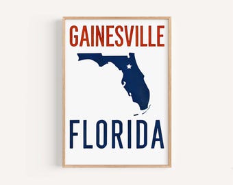 Gainesville Florida Art Print: Modern Home Decor