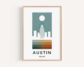 Austin Texas-kunstafdruk: modern interieur