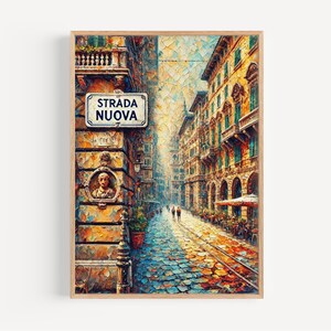 Genoa Italy Travel Poster: Strada Nuova Art Print