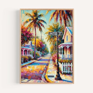 United St Print Key West Wall Art Florida Travel Poster Housewarming Gift FL Artwork