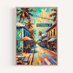 Petronia St Print - Key West Wall Art, Florida Travel Poster, Petronia Street Map, Housewarming & Florida Gift, Coastal Home Decor