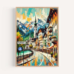 Kufstein Art: Austria City Wall Art Print, Travel Poster, European Home Decor, Housewarming Gift, Scenic Kufstein Landscape Illustration