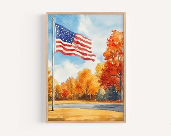 American Flag Art Print: Patriotic USA Home Decor