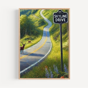Skyline Drive Wall Art Print - Virginia Travel Poster, America Decor, Housewarming Gift, Scenic Virginia Art, Travel Wall Decor
