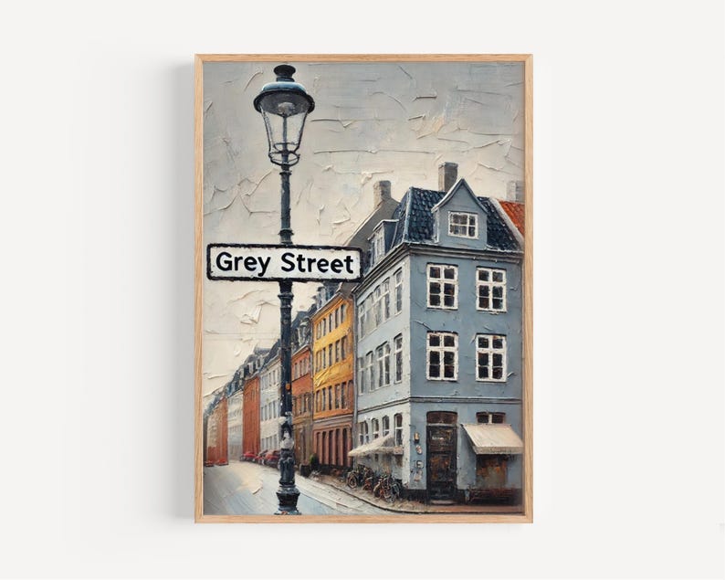 Newcastle Grey Street Print – UK Cityscape Travel Poster image 1