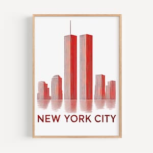 Twin Towers Art Print: NYC Skyline, Modern Home Decor