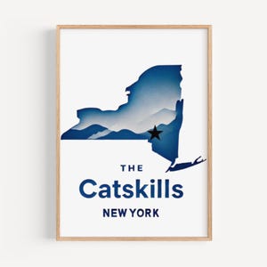 Stampa artistica da parete &quot;The Catskills&quot; - Decorazione da viaggio a New York, regalo di New York, dormitorio universitario, inaugurazione della casa e decorazione della casa