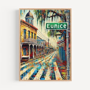 Louisiana Wall Art Eunice Print Travel Poster American Home Decor Housewarming Gift Unique Louisiana Gift