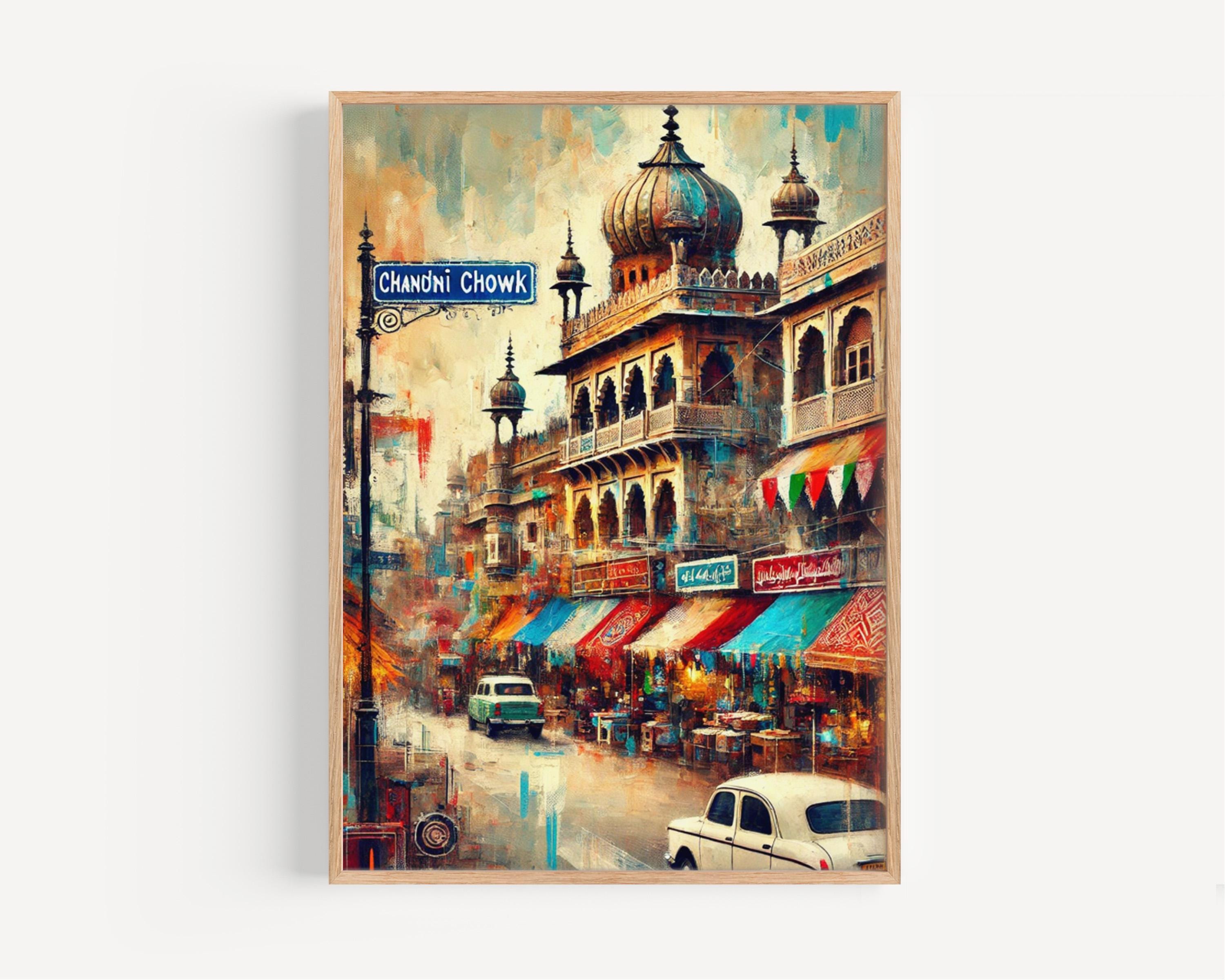 Chandni Chowk Delhi Art Print: India Travel Poster