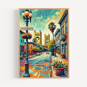 California Sacramento Wall Art Print - Travel Poster & USA Souvenir, Perfect Housewarming or California Gift Decor