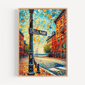 Baltimore Fells Point Wall Art Print - Maryland Travel Poster, Housewarming Gift, Baltimore City Decor