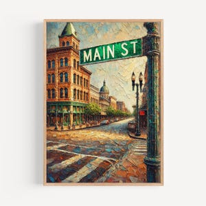 Wall Art Main St Print Baton Rouge Louisiana Travel Poster Louisiana Gift Housewarming Decor