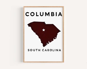 Columbia South Carolina Kunstdruck : Modernes Wohnaccessoire