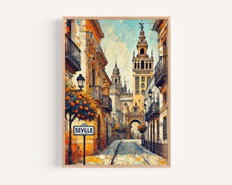 Seville Spain Wall Art, Seville Print, Spain Watercolor Art, Andalusia Gift, Travel Print, Travel Poster, Housewarming Gift