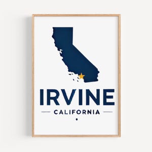 Irvine Wall Art Print - California Travel Decor, Cali Souvenir Gift, Housewarming & College Room Wall Art, Unique CA Home Decoration