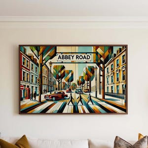 Abbey Road Wall Art Cubism Print, London Travel Poster, UK Gift, United Kingdom Home Decor, Housewarming Artwork, Modern Travel Print