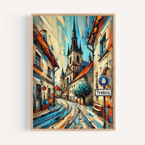 Trebíc Art Czech Republic Wall Art, Travel Print Poster, Cityscape Home Decor, Unique Housewarming Gift, Trebíc Travel Artwork