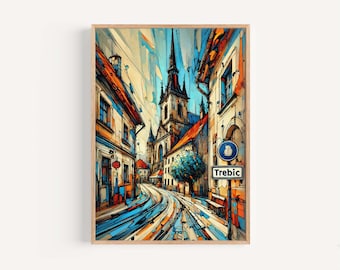 Trebíc Czech Republic Art Print: Vibrant Travel Poster