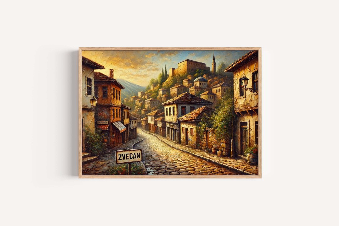 Zvecan Art Print Kosovo City Travel Poster, European Wall Art