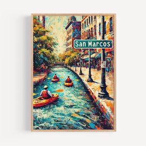 San Marcos Texas Art Print: River Scene Travel Poster