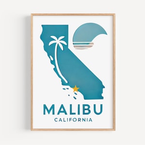 Malibu Wall Art, Malibu Print, California Art, CA Gift, Travel Print, Decor van het huis, Housewarming-cadeau, kunst aan de muur, College Wall Art