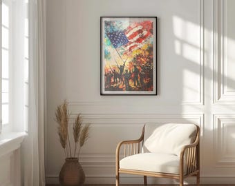 アメリカ戦争アート 抽象画 USA ウォールアート 愛国心あふれる