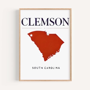 Clemson South Carolina Art Print: College Town Map