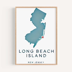 Long Beach Island Wall Art Print - New Jersey Coastal Decor, NJ Gift, Travel Poster, Housewarming & College Room Decoration