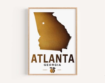 Atlanta Georgia Map Art Print: Modern Home Decor