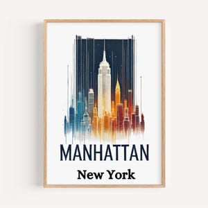 Manhattan Wall Art, Manhattan Print, New York Art, New York City Gift, Travel Print, Home Decor, Housewarming Gift, College Wall Art, NYC