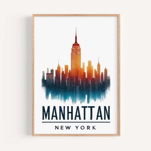 Manhattan Wall Art, Manhattan Print, New York Art, New York City Gift, Travel Print, Home Decor, Housewarming Gift, College Wall Art, NYC