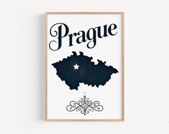 Prague Map Art Print: Czech Republic Travel Poster