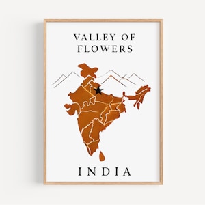 Vallei der bloemen kunst aan de muur, vallei van bloemen print, India Art, India cadeau, reizen print, decor van het huis, housewarming cadeau, College Wall Art