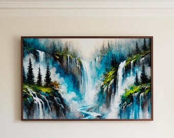 Waterfall Art Print: Nature Stream, Home Decor