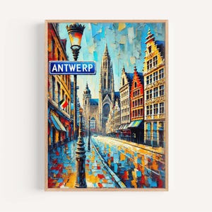 Antwerp Art Print – Belgium City Wall Art, Travel Poster, European Home Decor, Housewarming Gift, Antwerp Travel Map Illustration