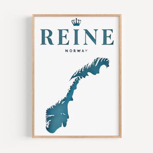 Norway Reine Wall Art Print - Scenic Travel Poster, Norwegian Home Decor, Housewarming Gift, Minimalist Scandinavian Artwork