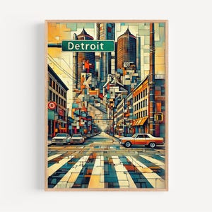 Missouri Detroit Wand Kunst Druck - Moderne Stadtbild Reise Poster & USA Souvenir, Gibson Geschenk, Housewarming Decor