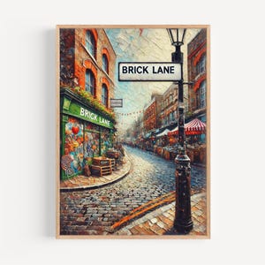 England Brick Lane Wall Art Print - Vintage London Travel Poster, England Gift & Housewarming Decor, Stylish UK Wall Artwork